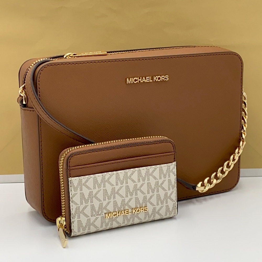 MICHAEL KORS LG EW CROSSBODY & MD ZA CARD CASE SET NWT